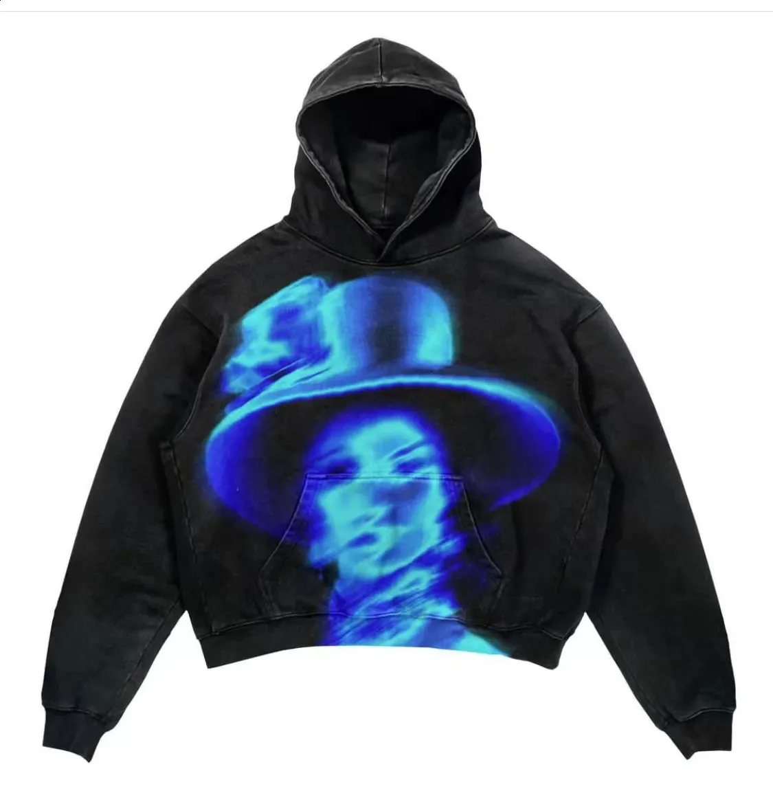 Y2K archive cut off skull hoodie フーディー Y2K Retro Flame Skull Printed Hooded Sweatshirt: Gothic