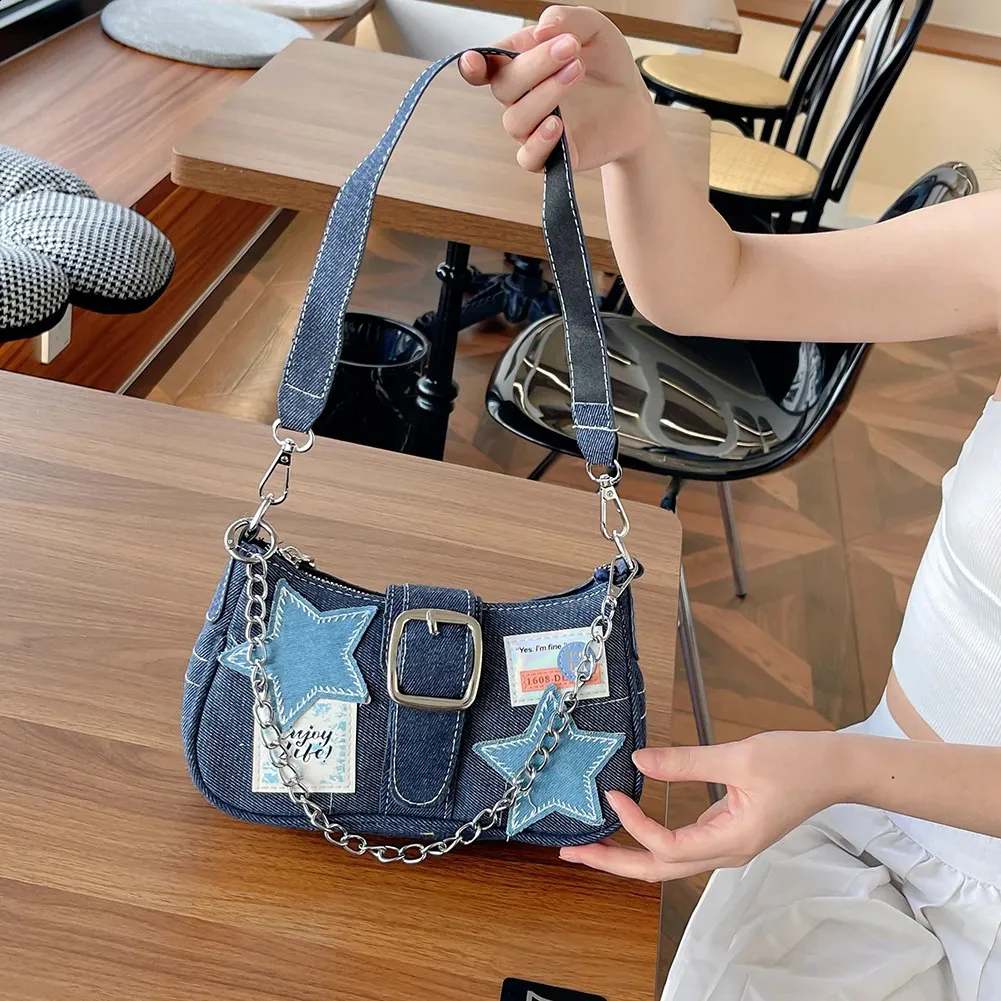DHgate.com:Y2k Star Denim Shoulder Bag: Cool Clutch Purse