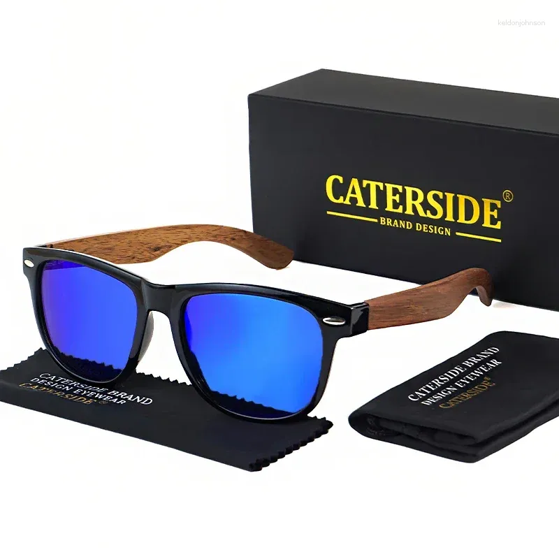 Carterside Retro Wood Sunnies | Polarized Square TR90 Frames  display picture 1