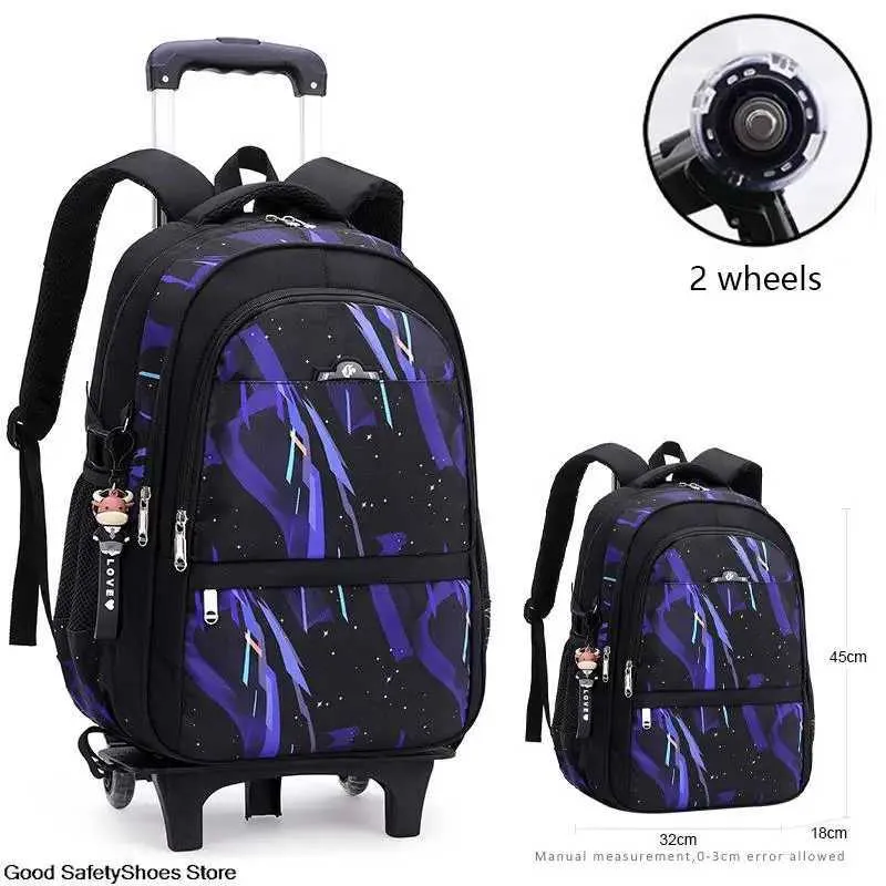 YUB Rolling Backpack For Girls – Wheeled School Bag With Telescopic Handle, Waterproof, 18.9x13x9.5 Inches (Black)