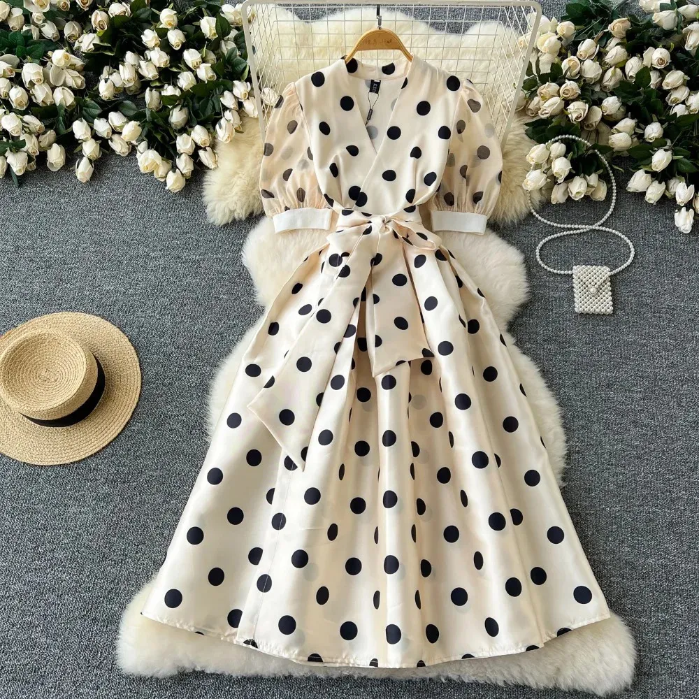 knee length dresses for ladies Green Polka Dot Kennedy Midi Dress main image 0