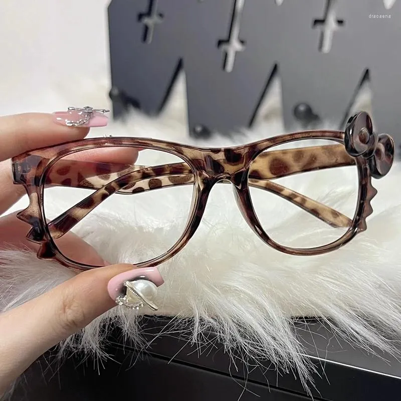 Retro Cat Eye Glasses Frames - Leopard Print, Y2K Anime