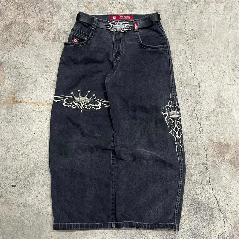 JNCO Embroidered Baggy Jeans Hip Hop Y2K Style, Wide Leg, Casual