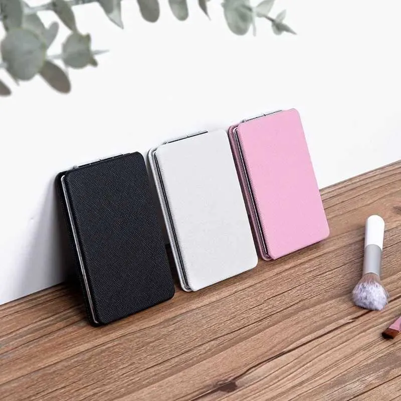 Portable Double-Sided Compact Mirror - PU Leather Folding