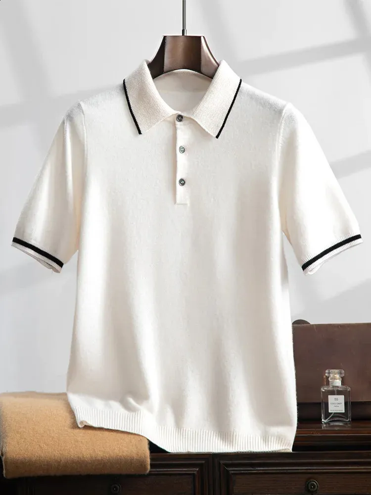 Mens Polo Knit Sweater: Short Sleeve Cashmere T Shirt, Floral