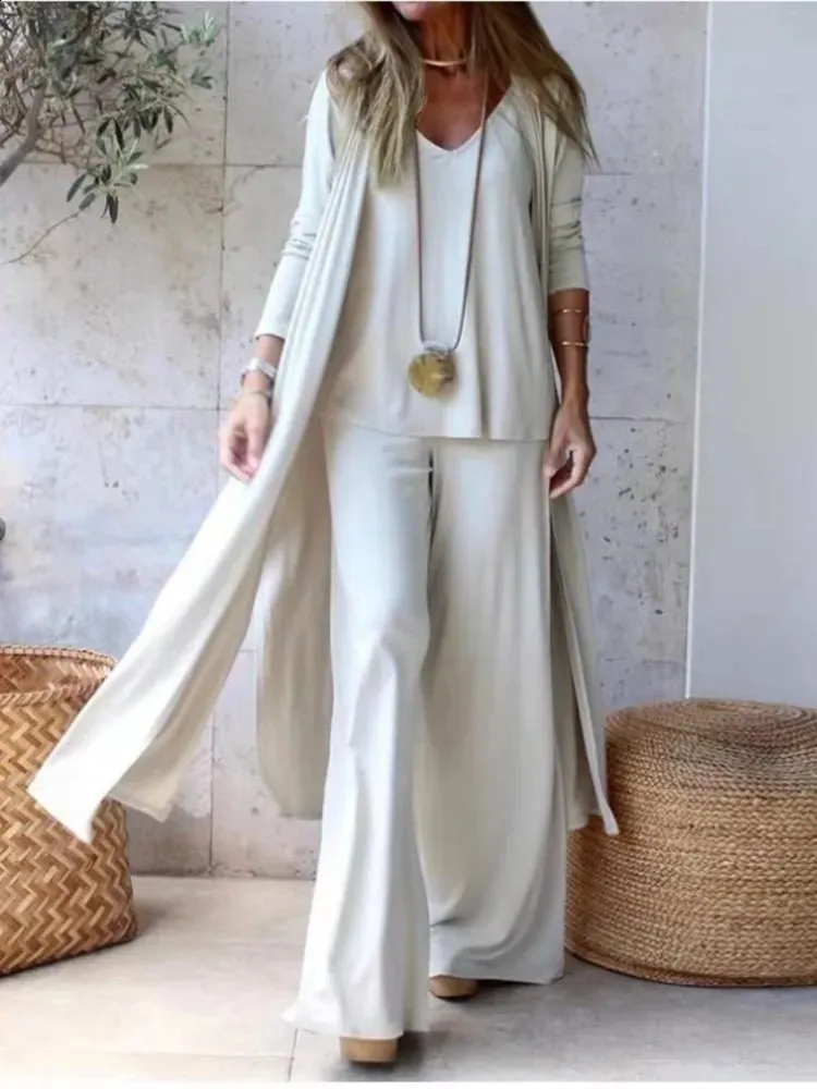 Long cardigan with palazzo pants deals