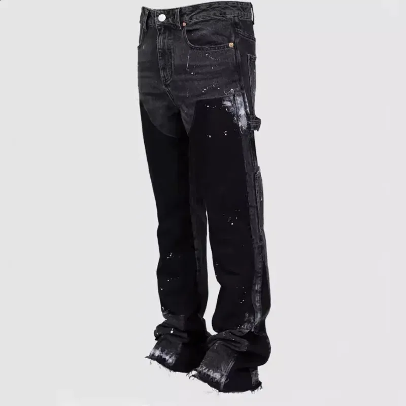 Y2K Stretchy Killer Jeans For Men With Painting Patch Baggy Y2K Stretchy Killer Jeans For Men With Painting Patch Baggy