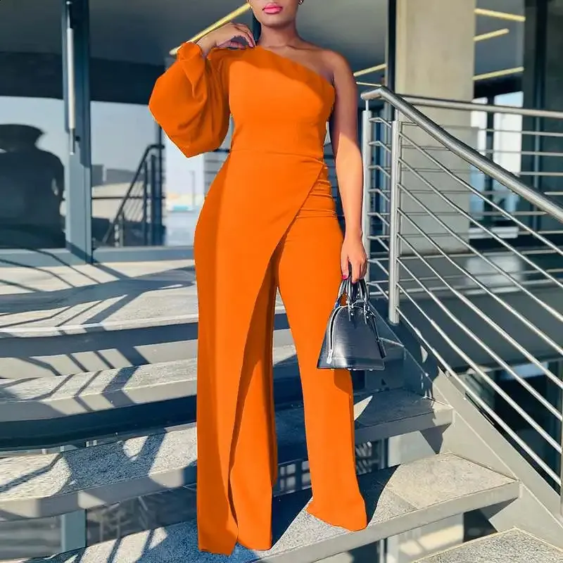 Plus Size Jumpsuit: Elegant Off-Shoulder Romper with Long Sleeves