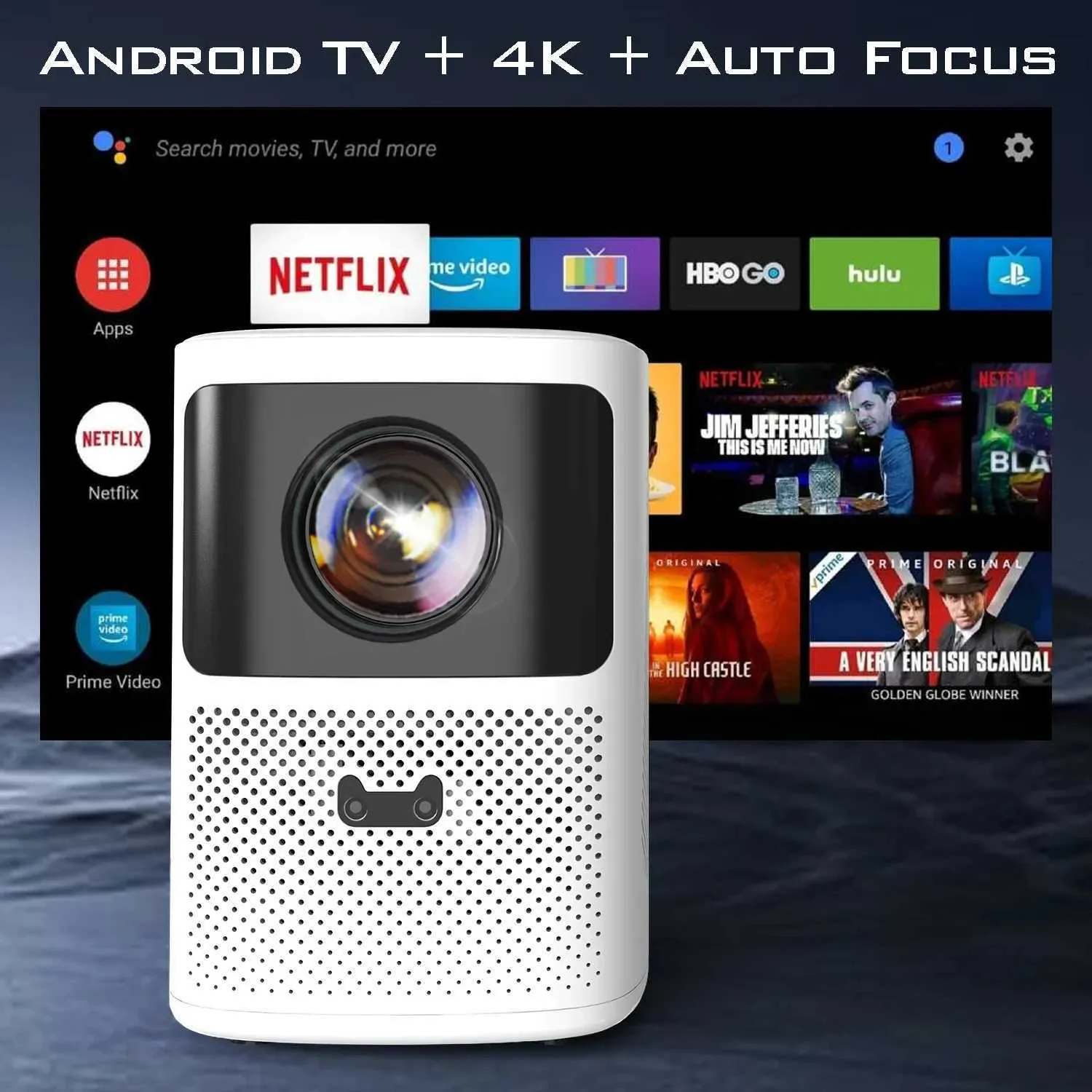 1080P Portable Projector, 4K Supported, Auto Focus, WiFi 6, Bluetooth ...