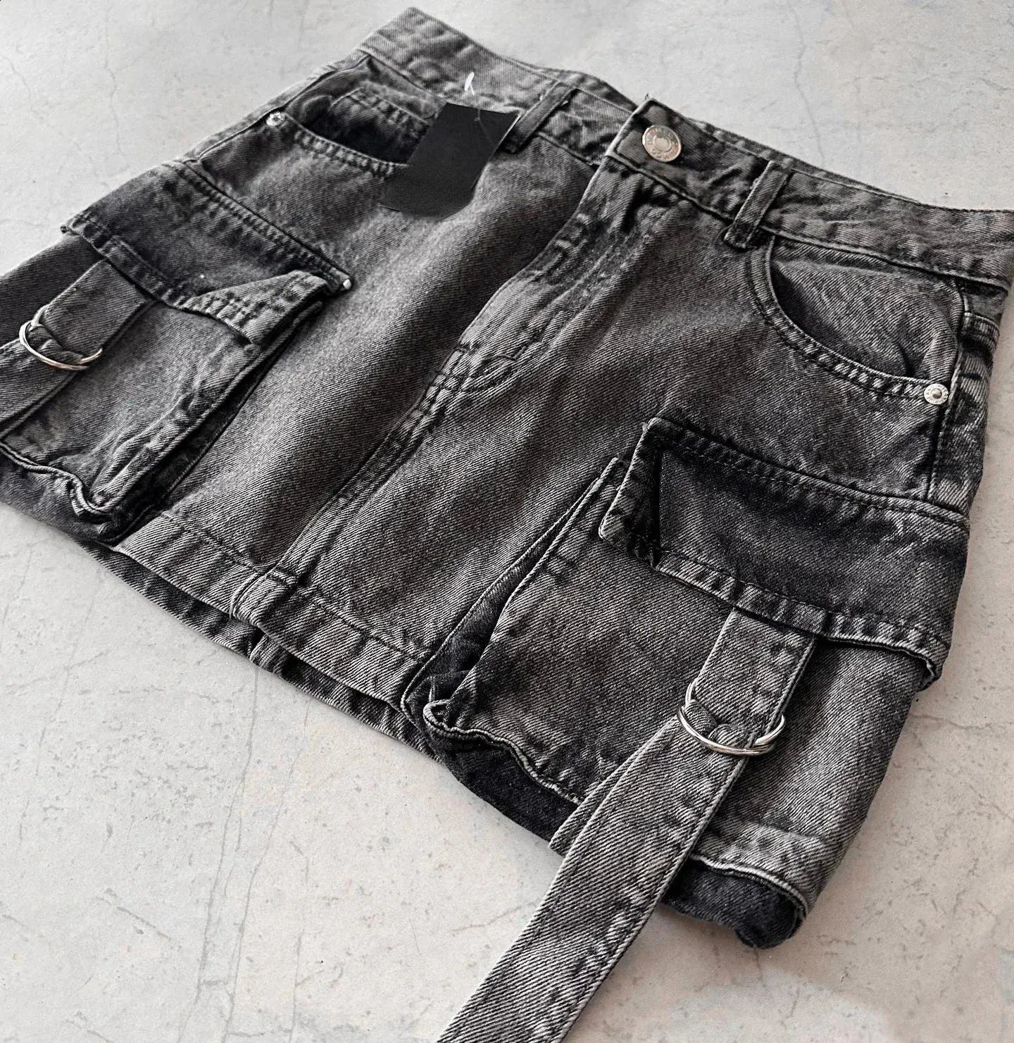 Gonna In Denim Y2K Vita Bassa Con Tasche | Morbida E Elasticizzata | Minigonna Cargo Streetwear Per Lei