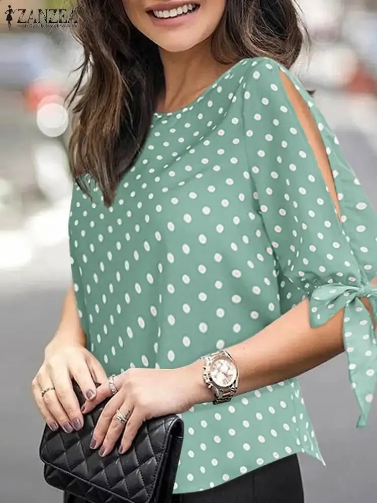 DHgate.com:Polka Dot Printed Casual Shirt for Women: Summer