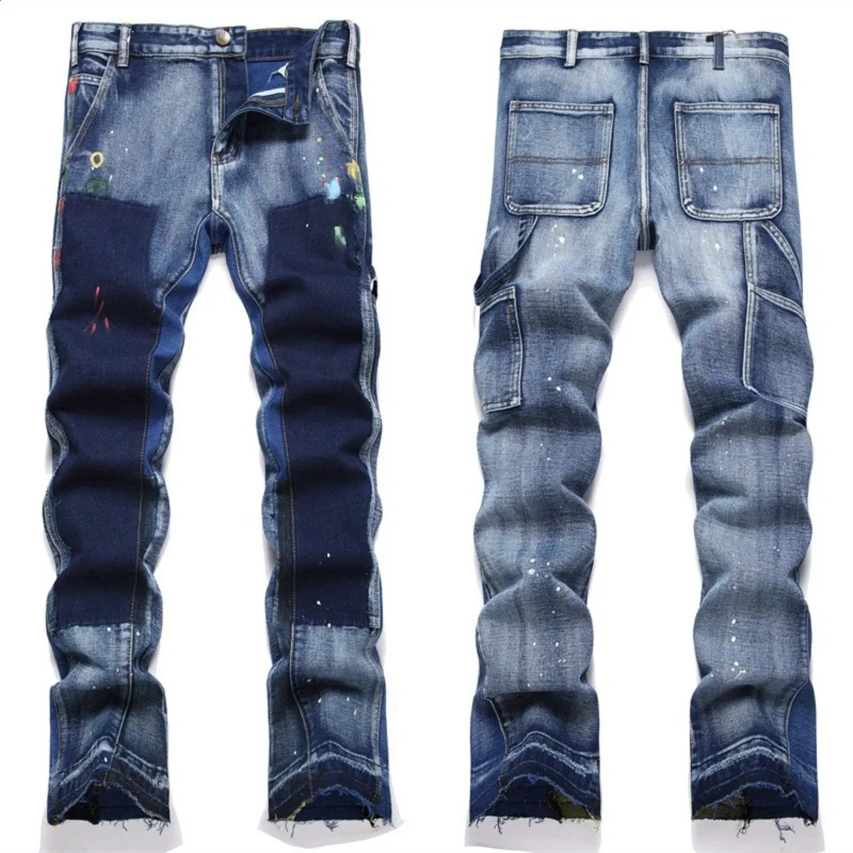 Save Big on Bulk Mens Jeans With Paint Splatter Spray Paint Jeans: Men's  Slim Fit Denim With Abstract Splatter Design, High Elasticity, And Ragged  Hem