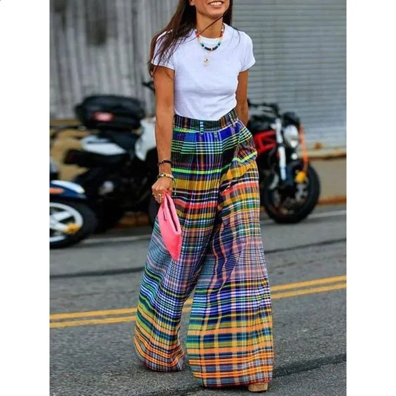 Vintage Plaid Wide Leg Trousers High Waist, Loose Fit, Plus Size Womens  Pants Shop Now!