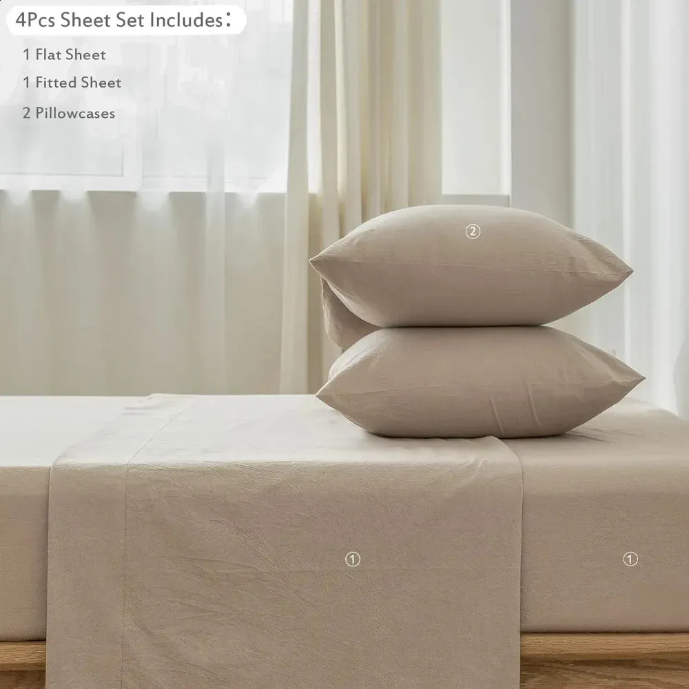 Premium Cotton Bed Sheet Set: Soft, Breathable \u0026 Durable Linen-Like Texture  - Shop Now! Best Seller from Dhgate Bedding sets - price 122.55, image size:1000x1000