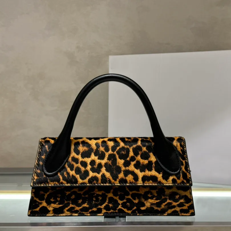 Designer Leopard Print suede shoulder bag with Woven Straw