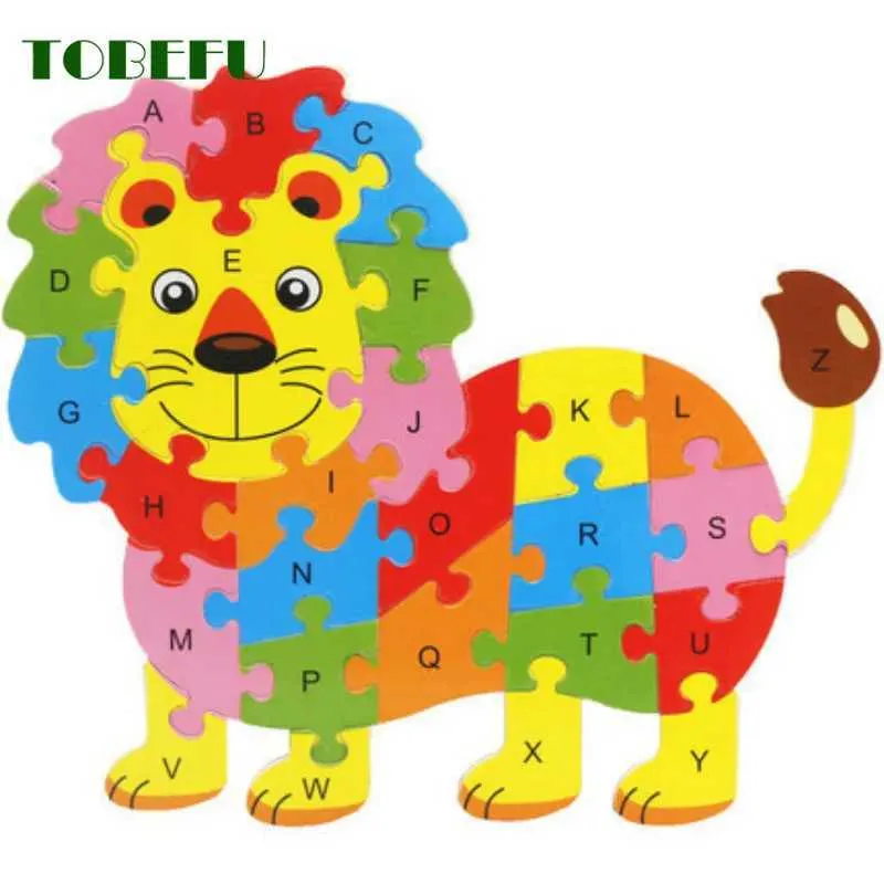 Wooden Animal Puzzle Blocks - Alphabet & Jigsaw Fun for Toddlers! Early ...