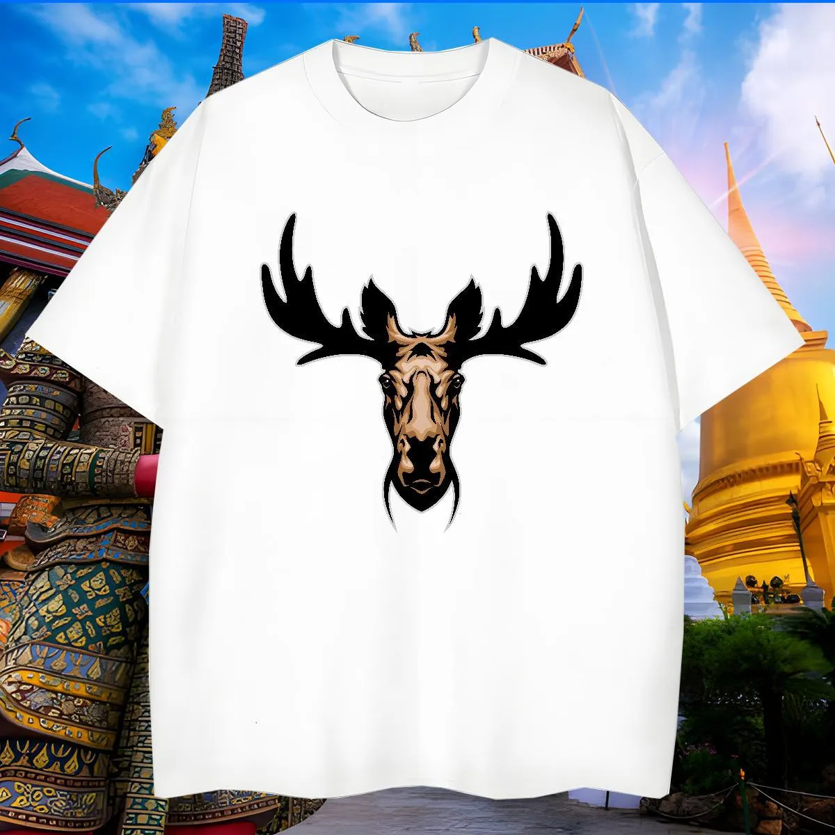 Oversized Deer Graphic Tee - Premium Cotton, Breathable Fabric