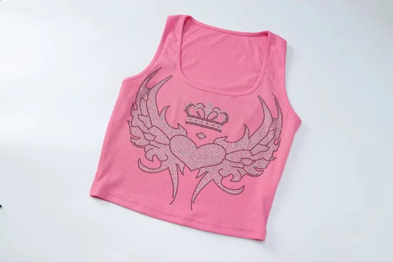 Y2K Rhinestone Diamond Square Collar a tank top - Lygens