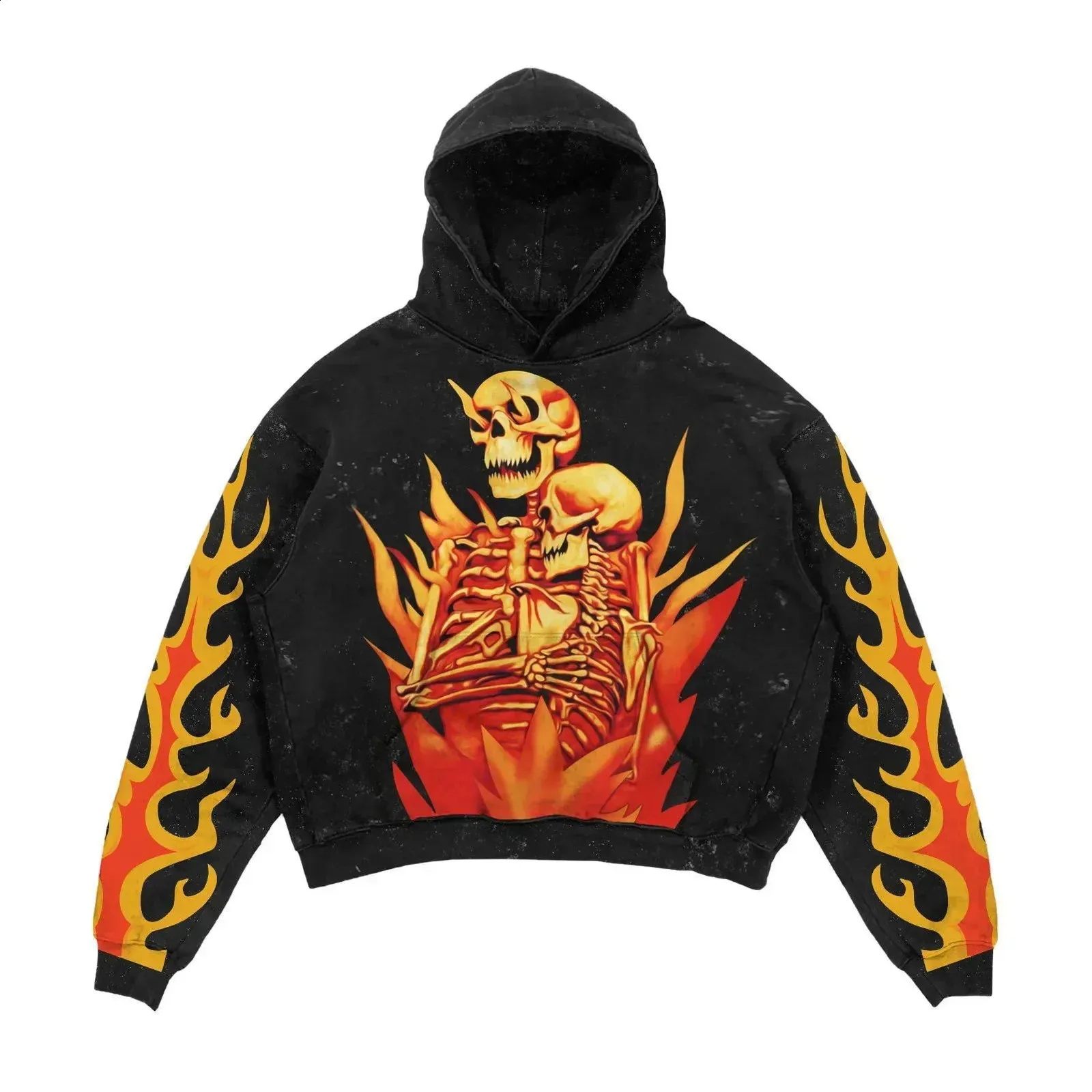 トップス Harley Davidson skull hoodie y2k grunge VTG Y2K Harley Davidson Skull Print Hoodie Biker Grunge Size