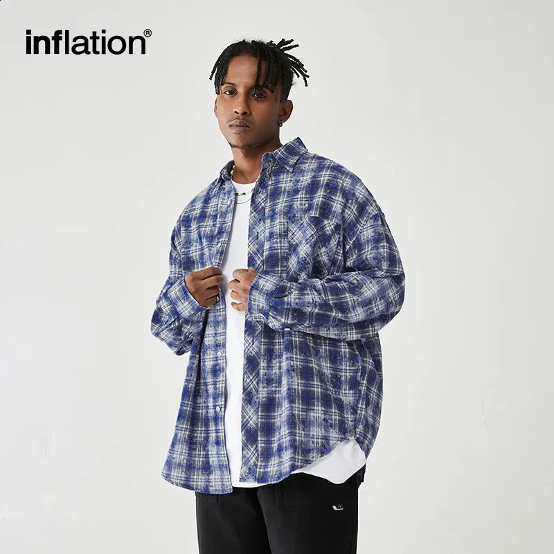 Brushed Plaid Men's Oversized Long-Sleeved Winter Flannel Shirt