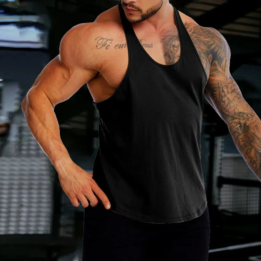 Product Title: Men's Sleeveless Racerback Gym Tank Tops for Fitness, Gym, Basketball, Bodybuilding Training and More, image size:1000x1000