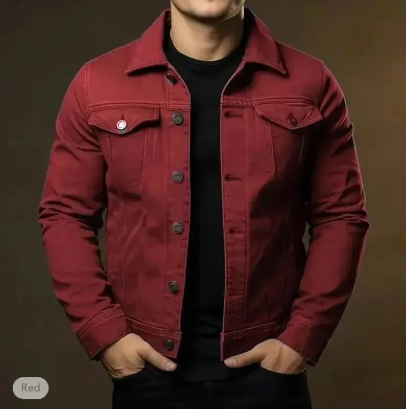Mens Washed Denim Jacket: Casual Autumn Top, Loose Fit