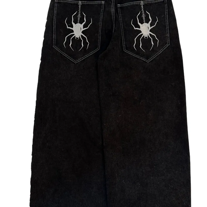 ジーンズメンバギーヒップホップスタイルY2Kスパイダーデニムワイド 