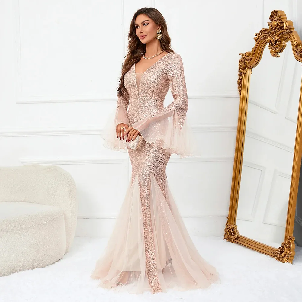gold sequin long sleeve maxi dress Plus Size Gold Sequin Maxi Dress main image 0