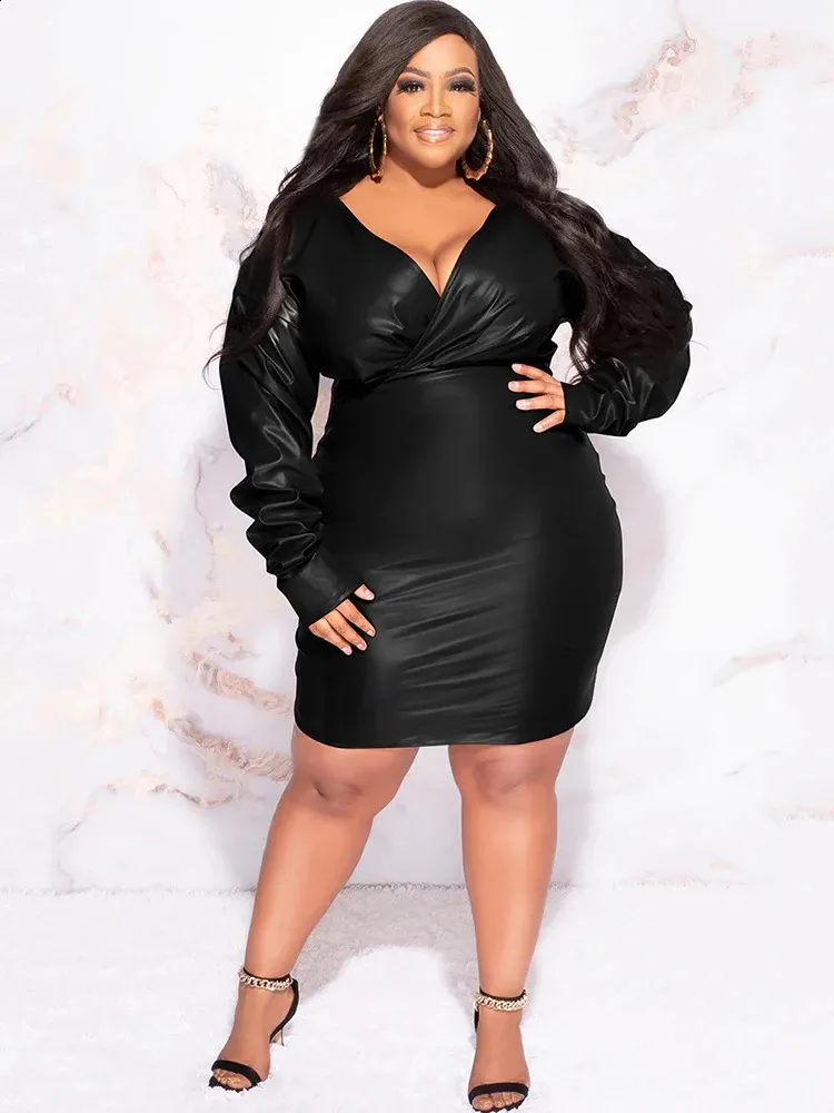 Plus size leather bodycon dress best sale