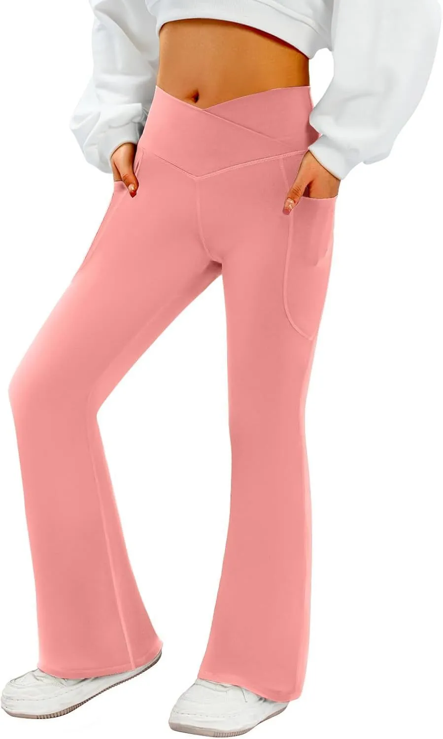 Legging De Yoga Rose Avec Poches - Taille Haute, Contrôle Ventre - Pour Fitness, Gym, Course