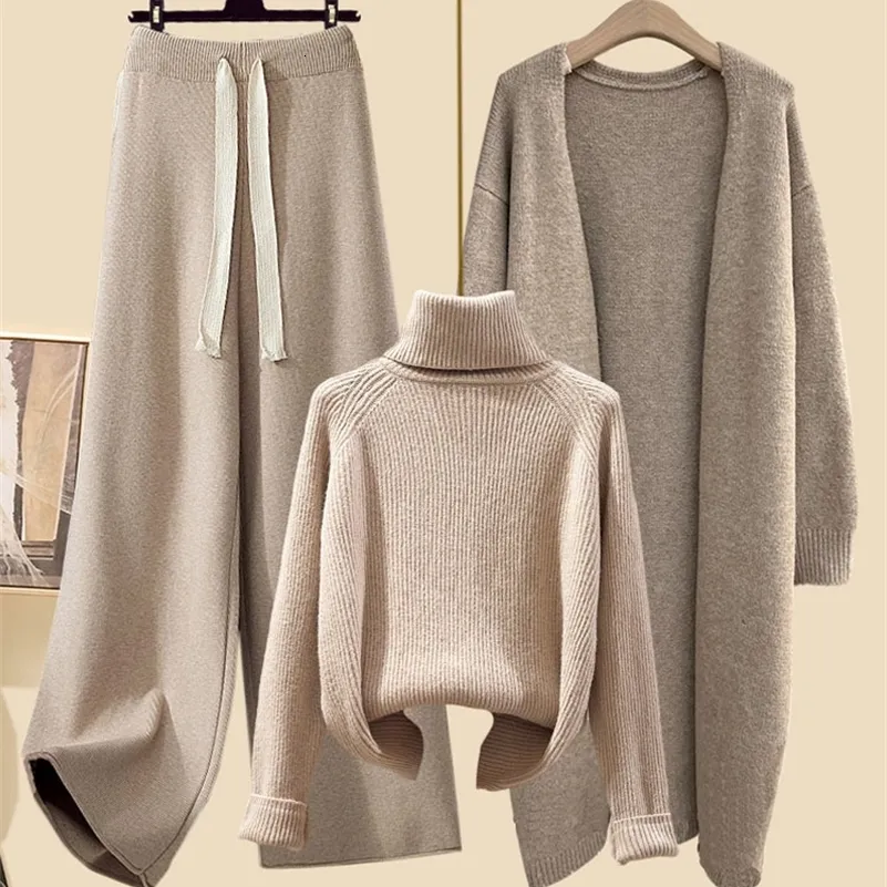 Pant Und Pullover Set: Damen Elegantes Strick Outfit Für Frauen