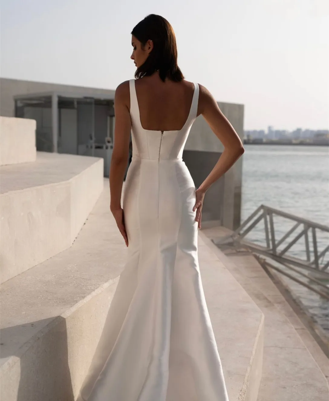 Vintage Long Square Neck Ivory Wedding Dresses Satin... From Dyy_dress88,  $72.45 | DHgate.Com