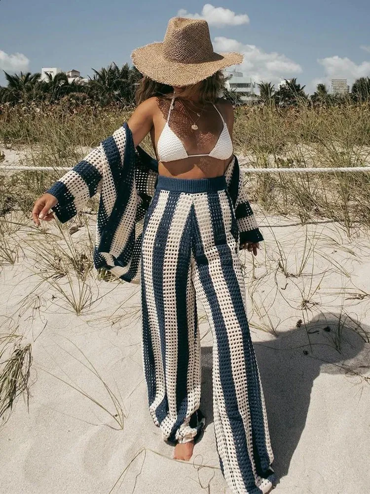 Crochet Knit Pant Set: Summer Beach Cover-Up, Casual