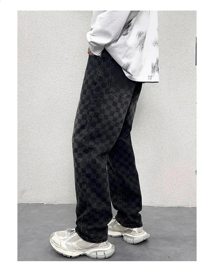 Mens Plaid Print Checkered Jeans Autumn Fashion Street Style, Loose Fit, Wide Leg, Y2K Denim, Long Pants 240819 From Pong02, $48.02 | DHgate.Com Mens Plaid Print Checkered Jeans Autumn Fashion Street Style, Loose Fit, Wide Leg, Y2K Denim, Long Pants 240819 From Pong02, $48.02 | DHgate.Com