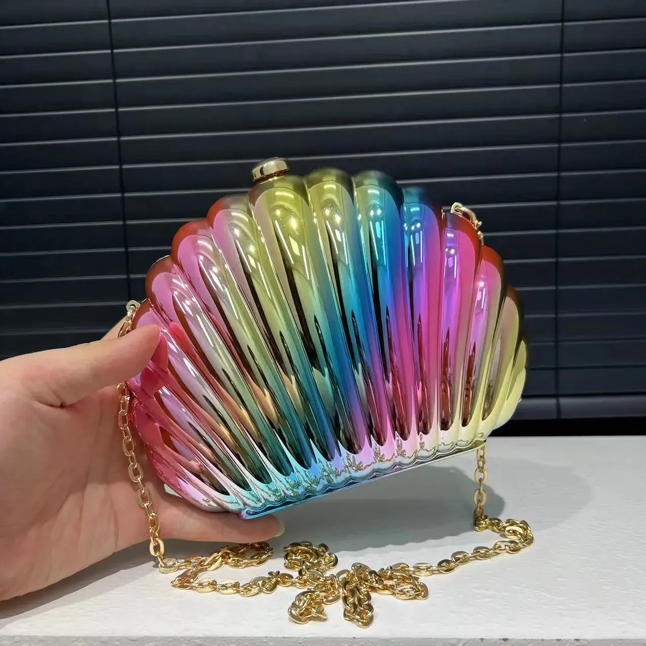 Elegant Shell Clutch: Glossy Acrylic Crossbody Bag - Shop Now! Best ...