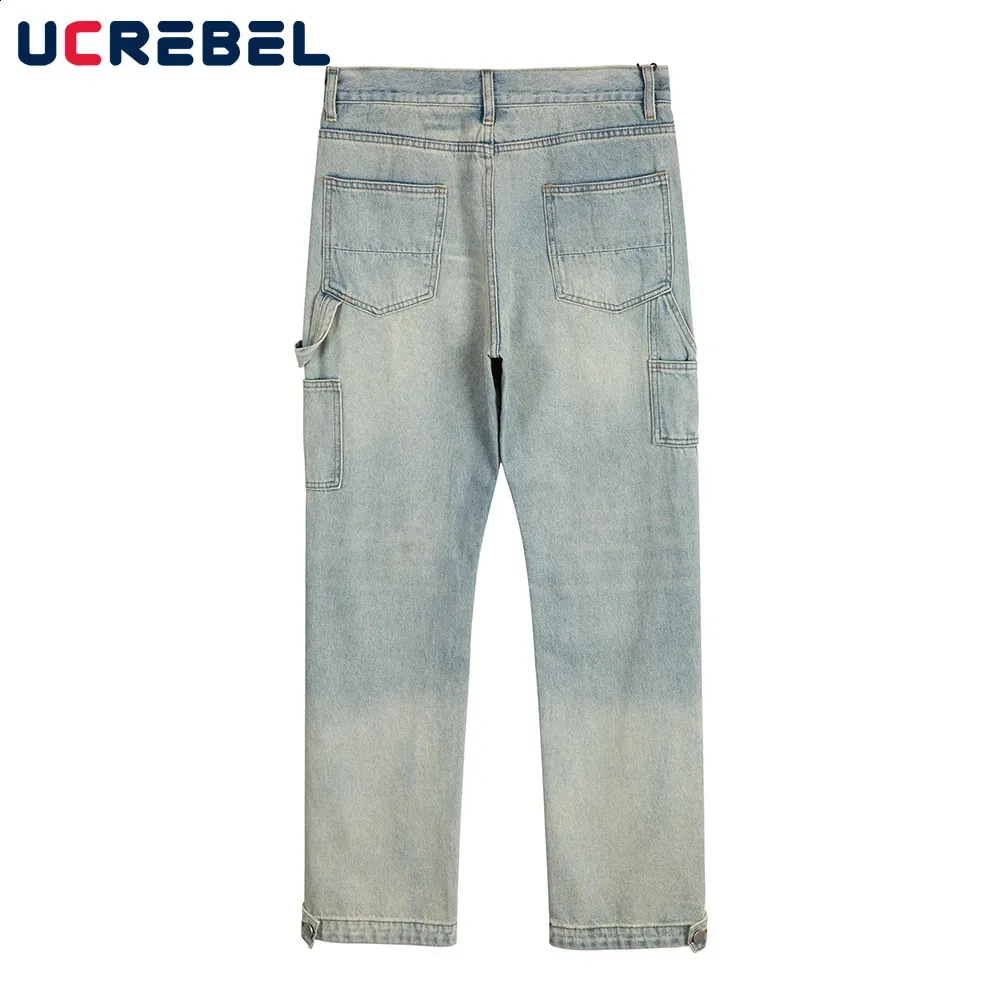 Double Knee Carpenter Jeans: Mens Straight Leg Pants with