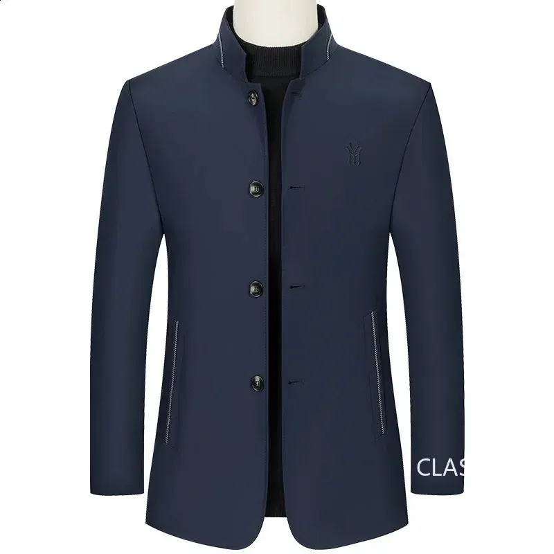 Slim Fit Mens Blazer Jacket: Business Casual Style, Stand-Up
