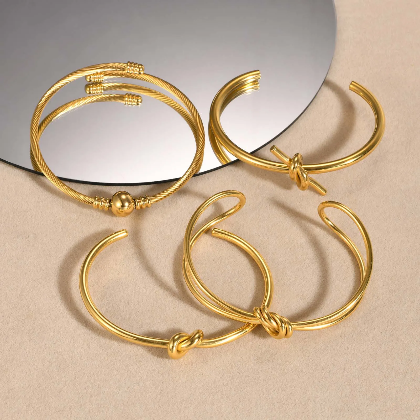 18K Gold Plated Stainless Steel Open Knotted Bracelet Bangle Cuff Braceslet For Women Wholesale Waterproof Gold Plated Jewelry From Cartty 3.76 DHgate.Com