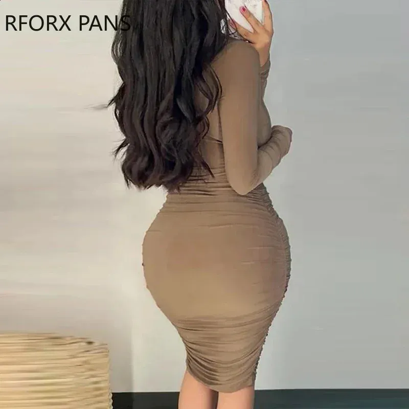 knee length dresses for ladies Long Sleeve Ribbed Mini Dress