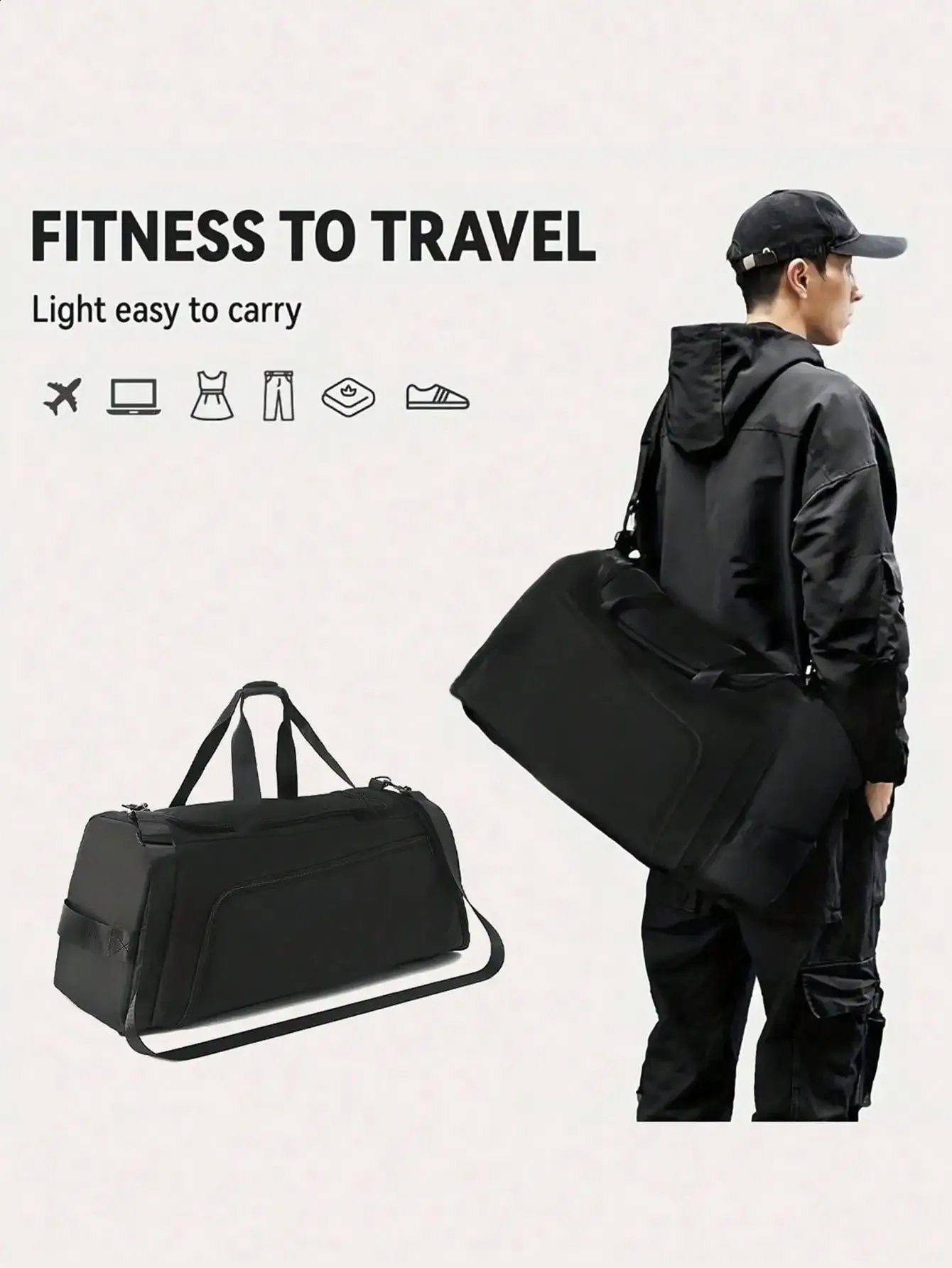 Unisex Large Capacity Dry and Wet Separation Travel Bag Fitness Sports ...