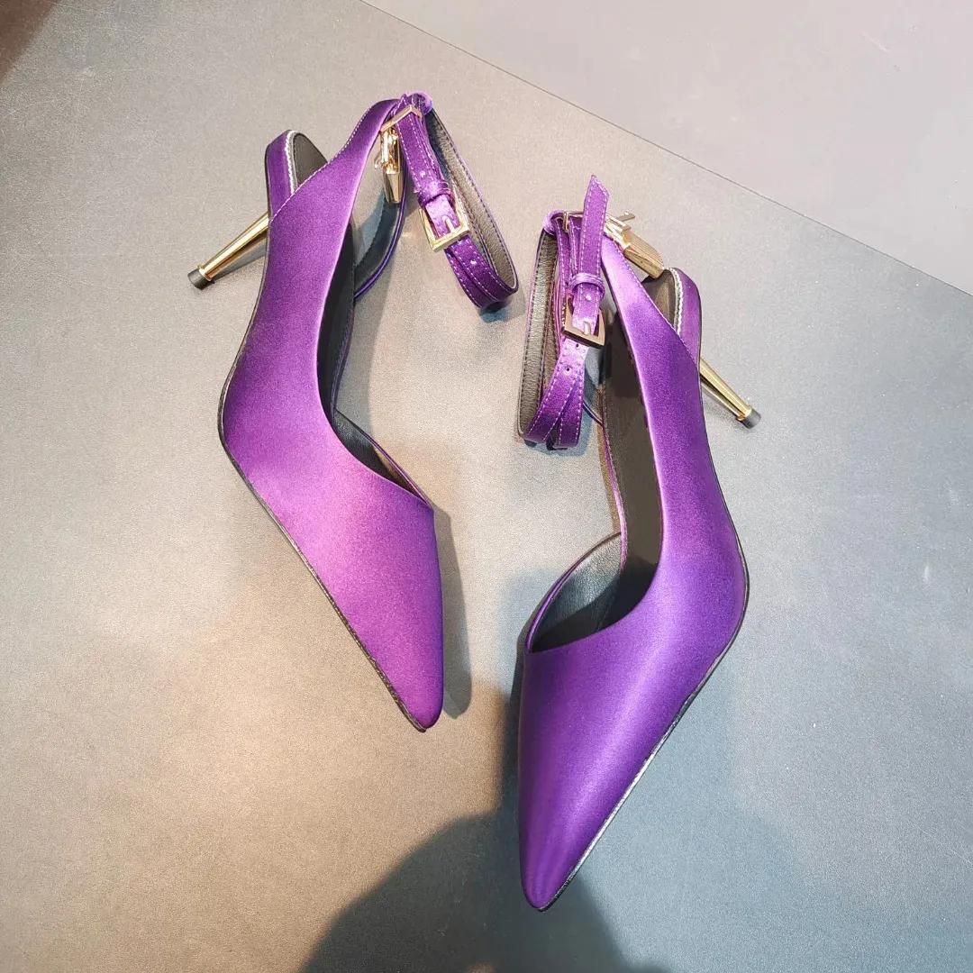 Wholesale Luxury Designer Womens Pointed Mid Heel Sandals 6.5cm Gold Lock  Decoration, Rose Red Ankle Strap Dress Shoes For Summer Formal Wear At Only  $86.77 | DHgate.Com