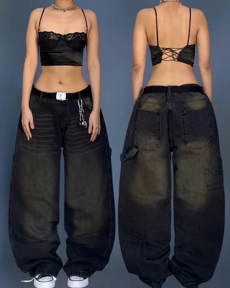 High Waist Wide Leg Pants - Y2K Street Style Jeans - Shop