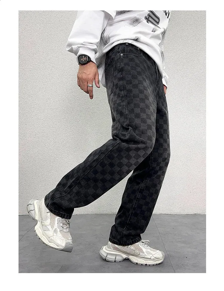 Mens Plaid Print Checkered Jeans Autumn Fashion Street Style, Loose Fit, Wide Leg, Y2K Denim, Long Pants 240819 From Pong02, $45.83 | DHgate.Com Mens Plaid Print Checkered Jeans Autumn Fashion Street Style, Loose Fit, Wide Leg, Y2K Denim, Long Pants 240819 From Pong02, $45.83 | DHgate.Com
