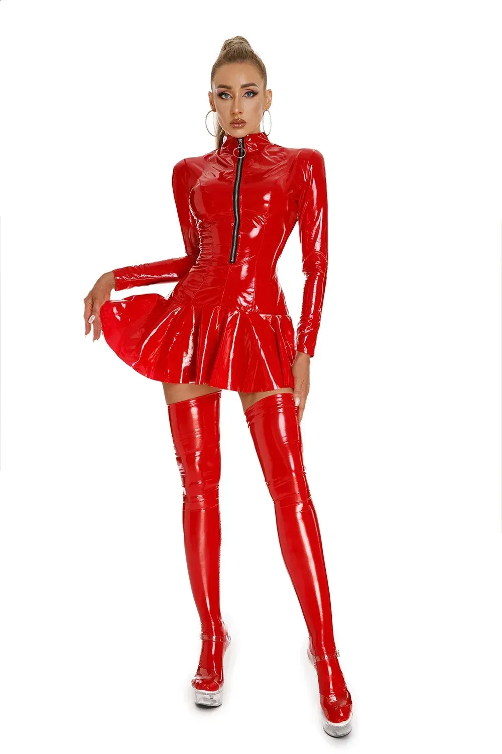 strapless open back dress Anoeses Latex Mini Dress With Lacing – ANOESES main image 0