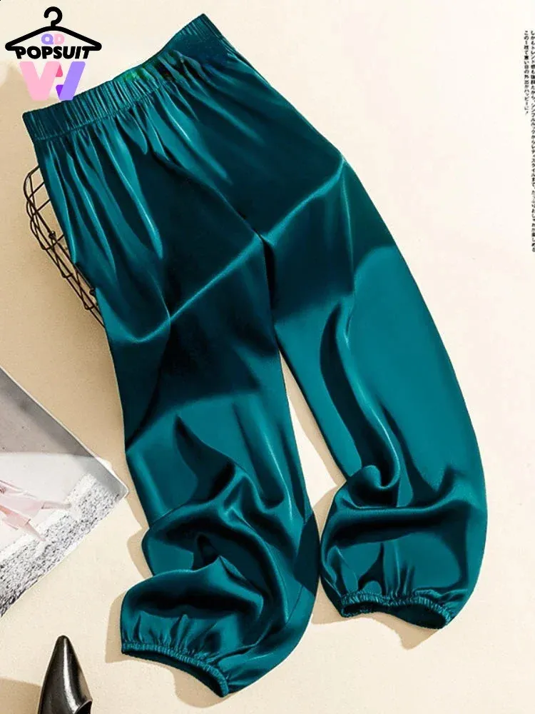Pantalones De Satén Para Mujeres, Patinetas De Seda: Pantalones De