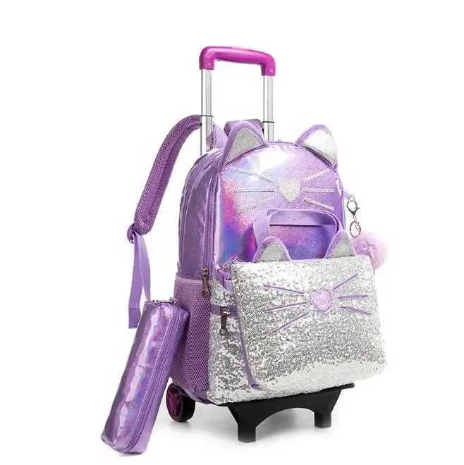 DHgate.com:Wheeled School Backpack Set for Girls: 3Pcs