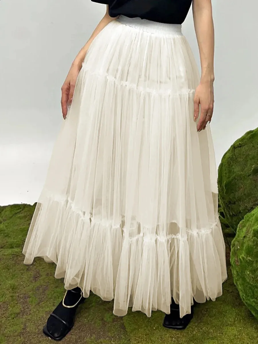 Midi chiffon dress A-line casual summer broadcloth acrylic above knee white  high waisted pleated mesh from Dhgate Skirts - price 32.8