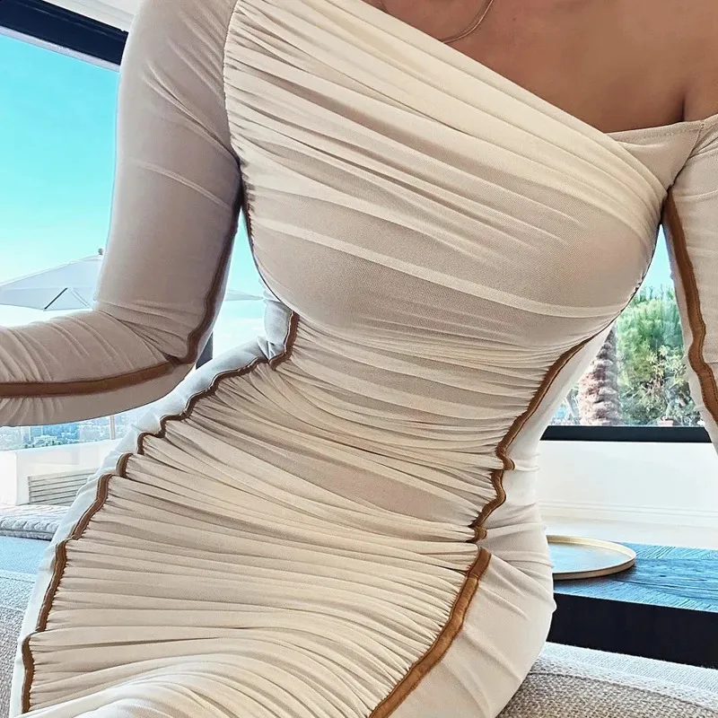 AN♡ちぇる様 DHgate.com:Sexy Bodycon Midi Dress - Long Sleeve, Ruched
