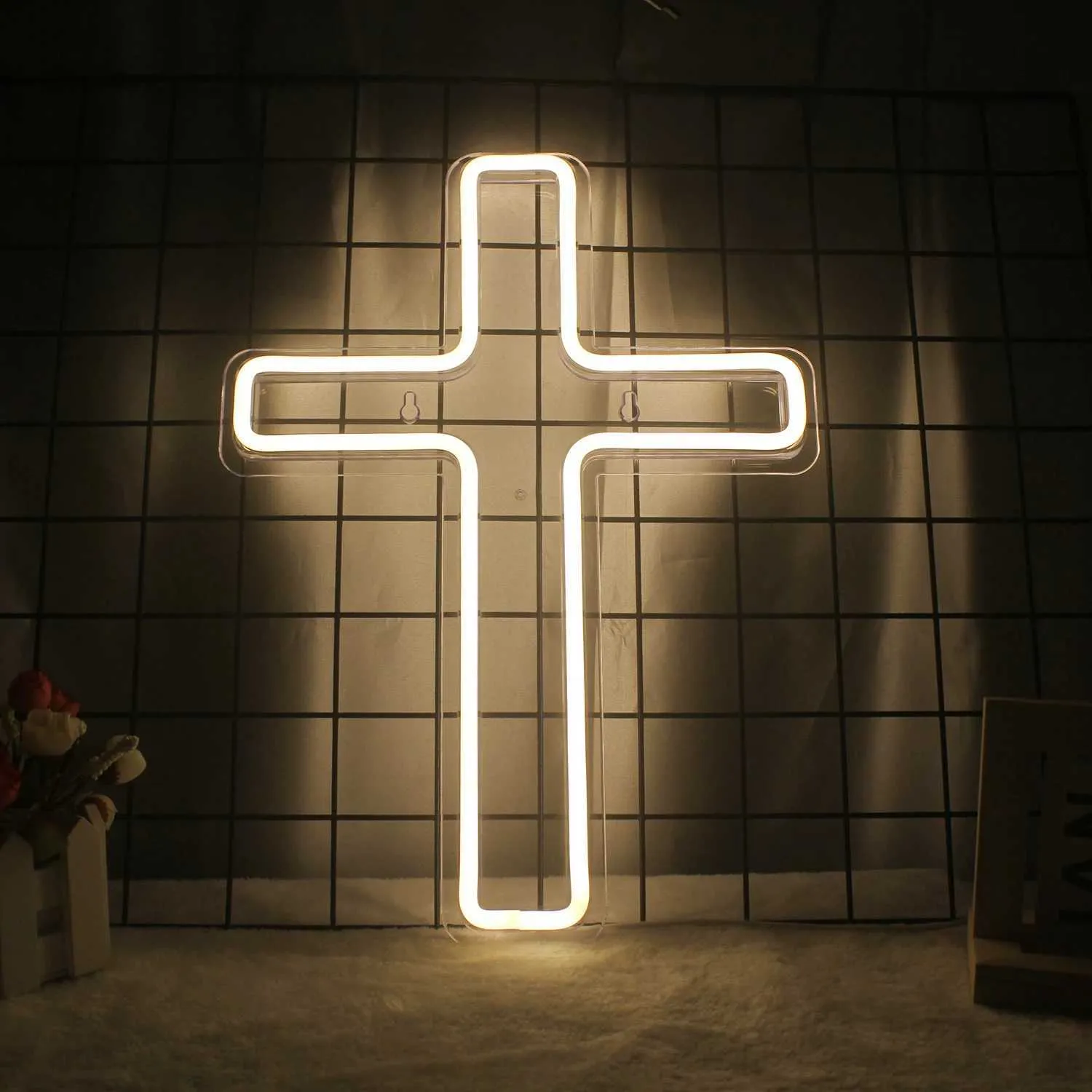 Neon Cross LED Light USB Powered Wall Art Pendant... From Muyang_li1 ...