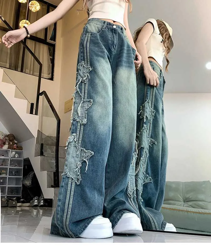 【即完】XLサイズ TSY RIPPED WIDE STRAIGHT DENIM TSY RIPPED WIDE STRAIGHT DENIM [INDIGO]